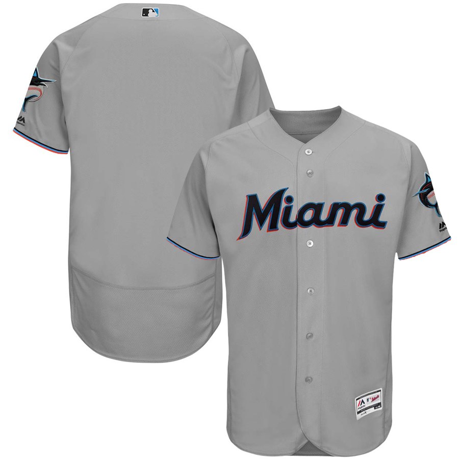 Miami Marlins Majestic Road 2019 Authentic Collection Flex Base Team Jersey Gray