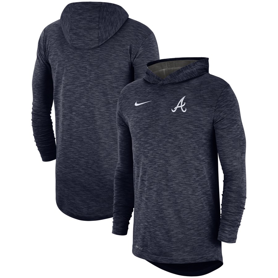 Atlanta Braves Nike Performance Slub Pullover Hoodie Navy