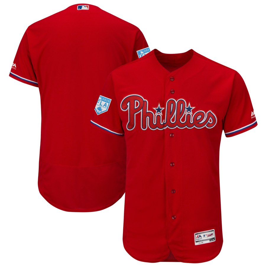 Phillies Blank Red 2019 Spring Training Flex Base Stitched MLB Jersey - Click Image to Close