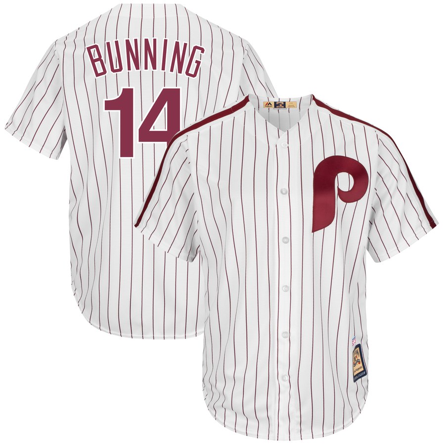 Philadelphia Phillies #14 Jim Bunning Majestic Cooperstown Collection Cool Base Player Jersey White - Click Image to Close