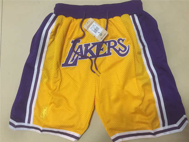 Los Angeles Lakers Just Don Hardwood Classics Swingman Shorts Yellow