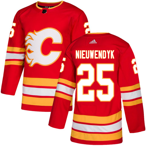 Adidas Flames #25 Joe Nieuwendyk Red Alternate Authentic Stitched NHL Jersey - Click Image to Close