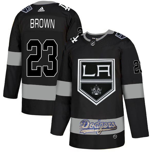 Adidas Kings X Dodgers #23 Dustin Brown Black Authentic City Joint Name Stitched NHL Jersey - Click Image to Close