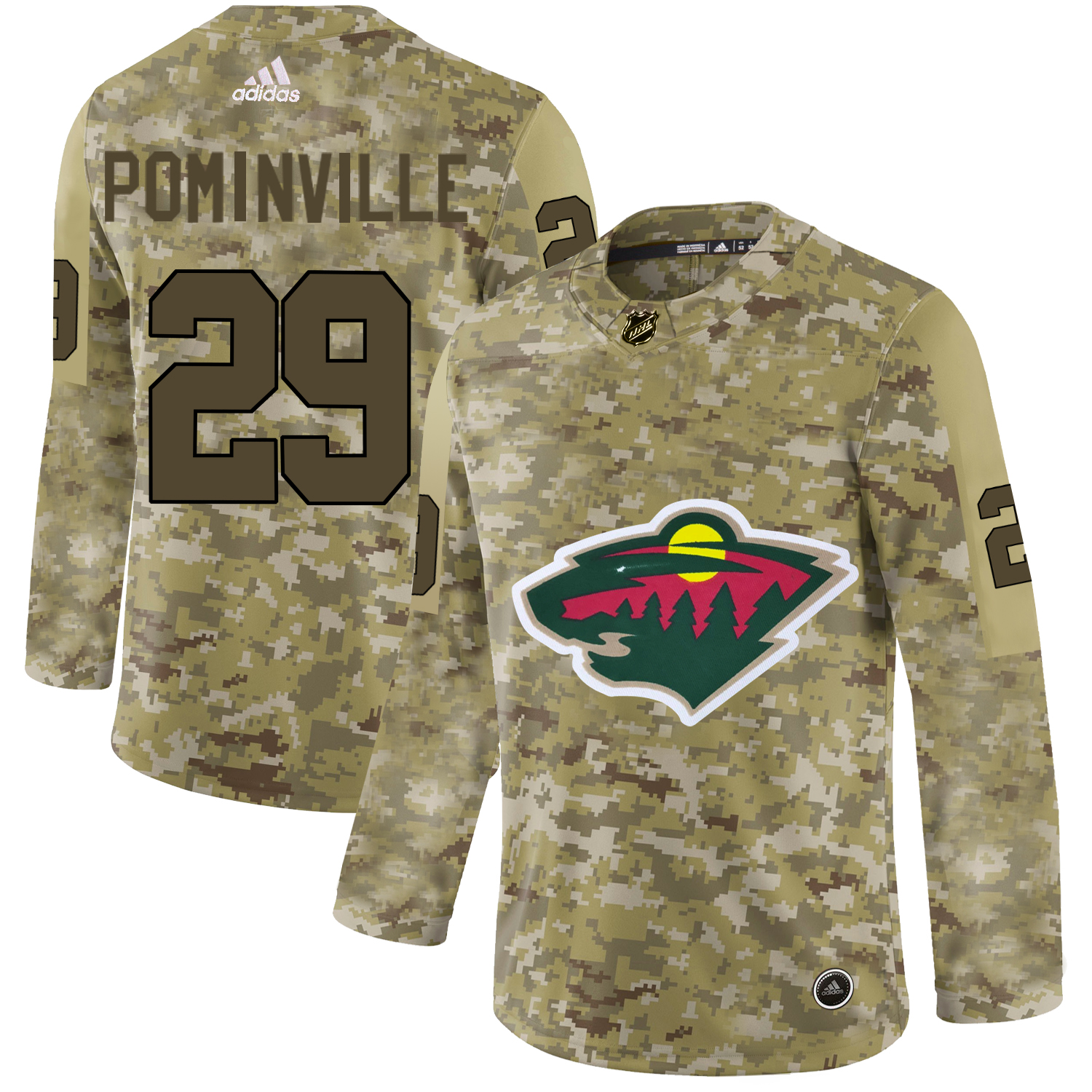 Adidas Wild #29 Jason Pominville Camo Authentic Stitched NHL Jersey - Click Image to Close