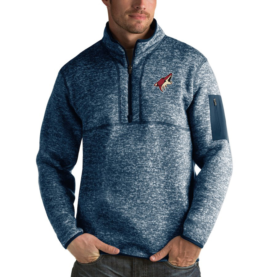 Arizona Coyotes Antigua Fortune Quarter-Zip Pullover Jacket Royal - Click Image to Close