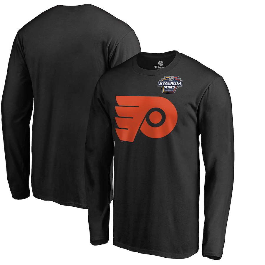 Men's Philadelphia Flyers Black 2019 Stadium Series Primary Logo Long Sleeve T-Shirt