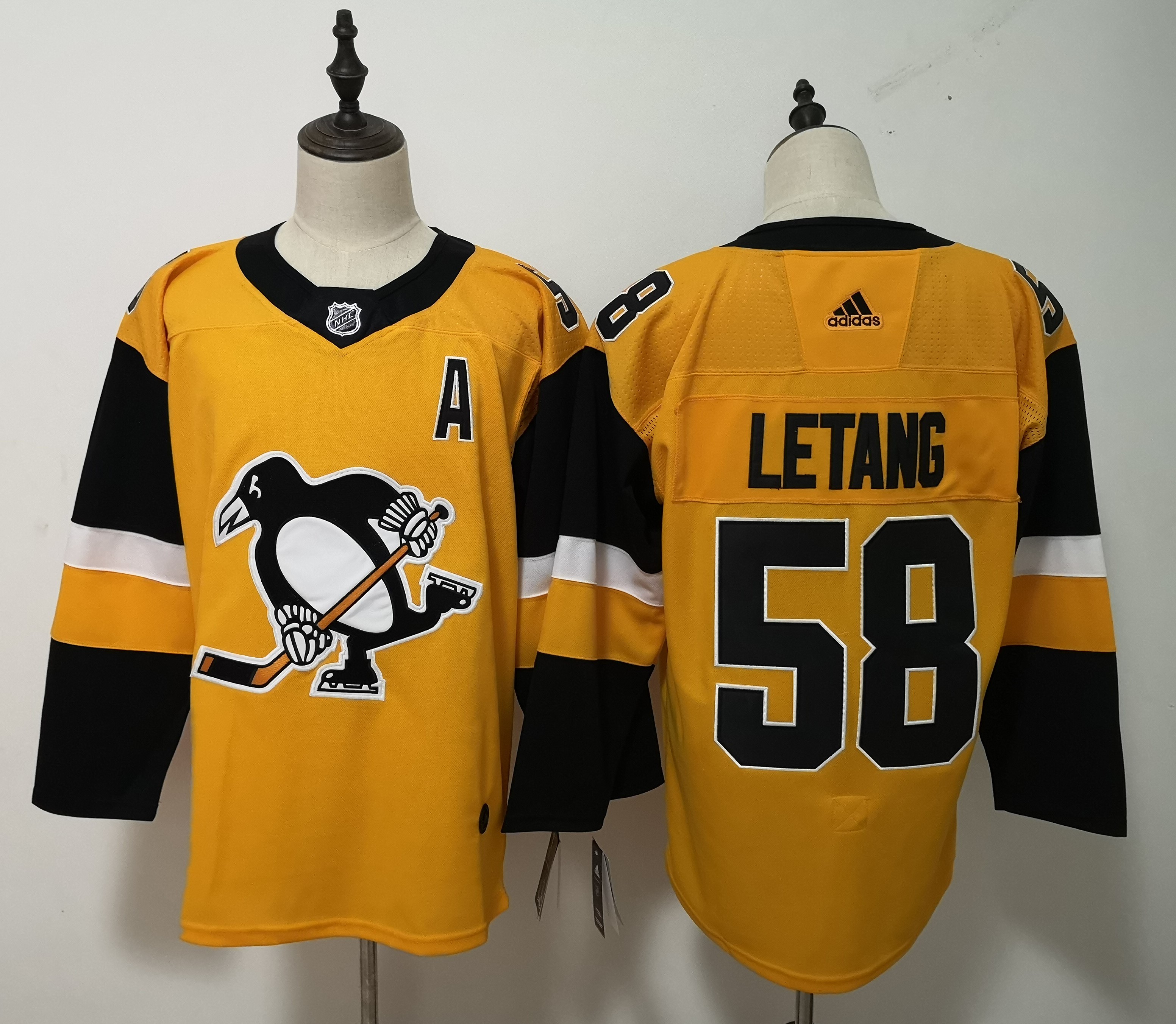 Adidas Penguins #58 Kris Letang Gold Alternate Stitched NHL Jersey - Click Image to Close