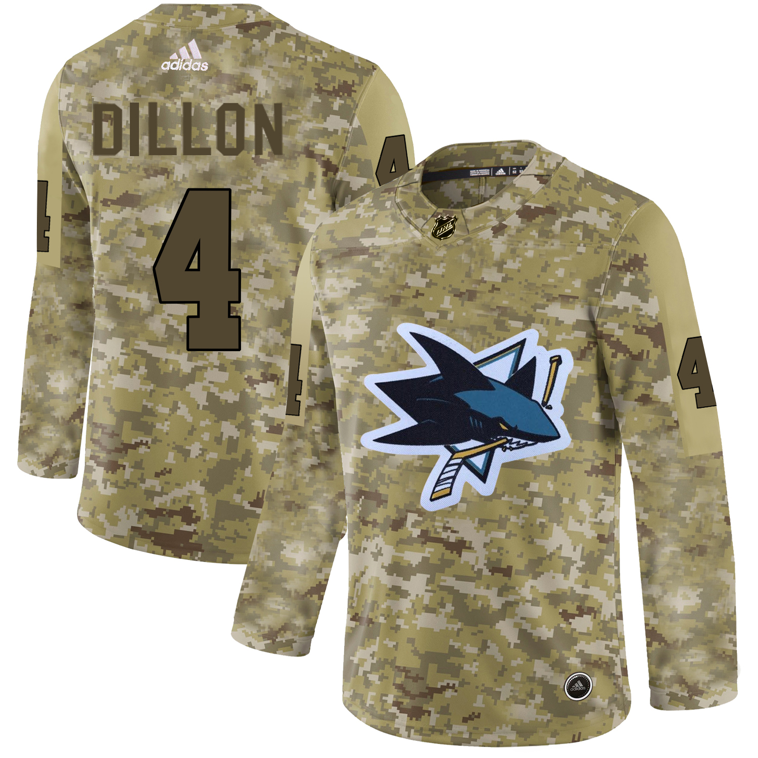 Adidas Sharks #4 Brenden Dillon Camo Authentic Stitched NHL Jersey - Click Image to Close