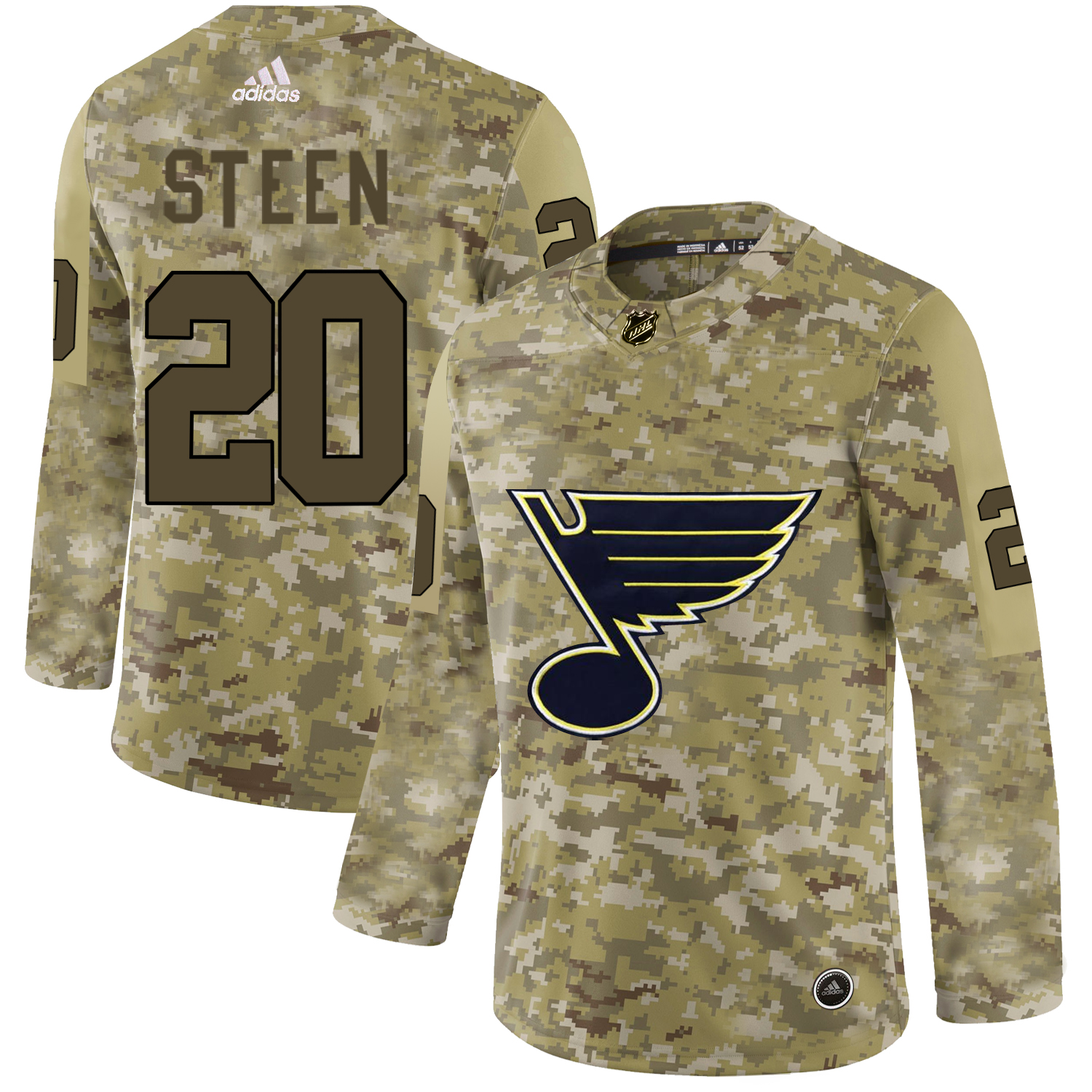 Adidas Blues #20 Alexander Steen Camo Authentic Stitched NHL Jersey - Click Image to Close