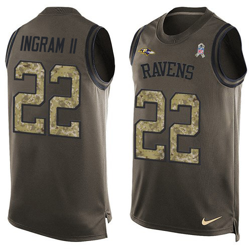 Nike Ravens #22 Mark Ingram Green Men's Stitched NFL Limited Salute To Service Tank Top Jersey - Click Image to Close