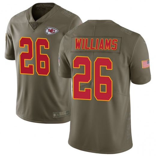 Nike Chiefs #26 Damien Williams Olive Men's Stitched NFL Limited 2017 Salute To Service Jersey - Click Image to Close