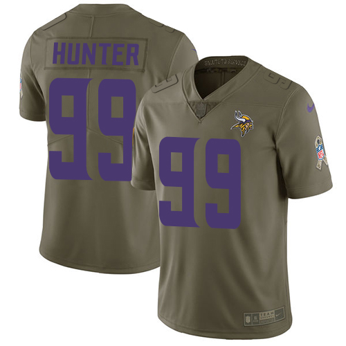 Nike Vikings #99 Danielle Hunter Olive Men's Stitched NFL Limited 2017 Salute to Service Jersey - Click Image to Close