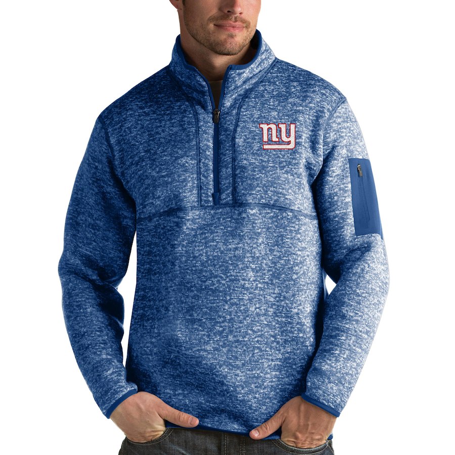 New York Giants Antigua Fortune Quarter-Zip Pullover Jacket Royal - Click Image to Close