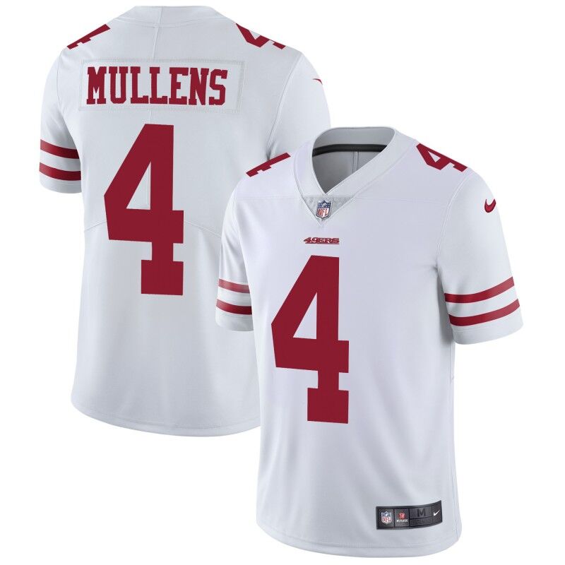 Nike 49ers #4 Nick Mullens White Men's Stitched NFL Vapor Untouchable Limited Jersey - Click Image to Close