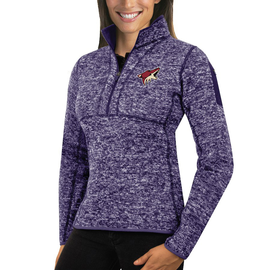 Arizona Coyotes Antigua Women's Fortune 1/2-Zip Pullover Sweater Purple - Click Image to Close