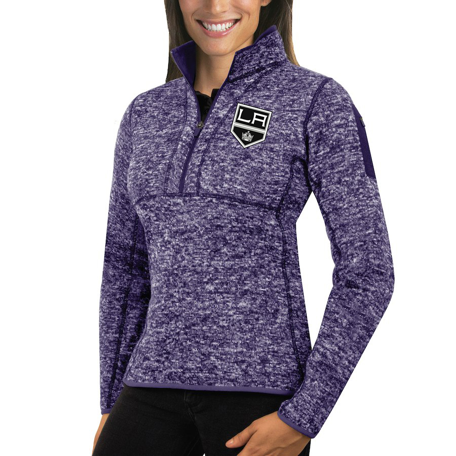 Los Angeles Kings Antigua Women's Fortune 1/2-Zip Pullover Sweater Purple