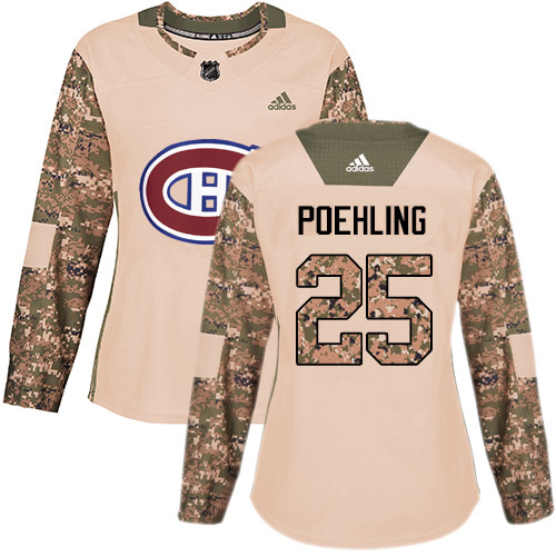 Adidas Canadiens #25 Ryan Poehling Camo Authentic 2017 Veterans Day Women's Stitched NHL Jersey - Click Image to Close