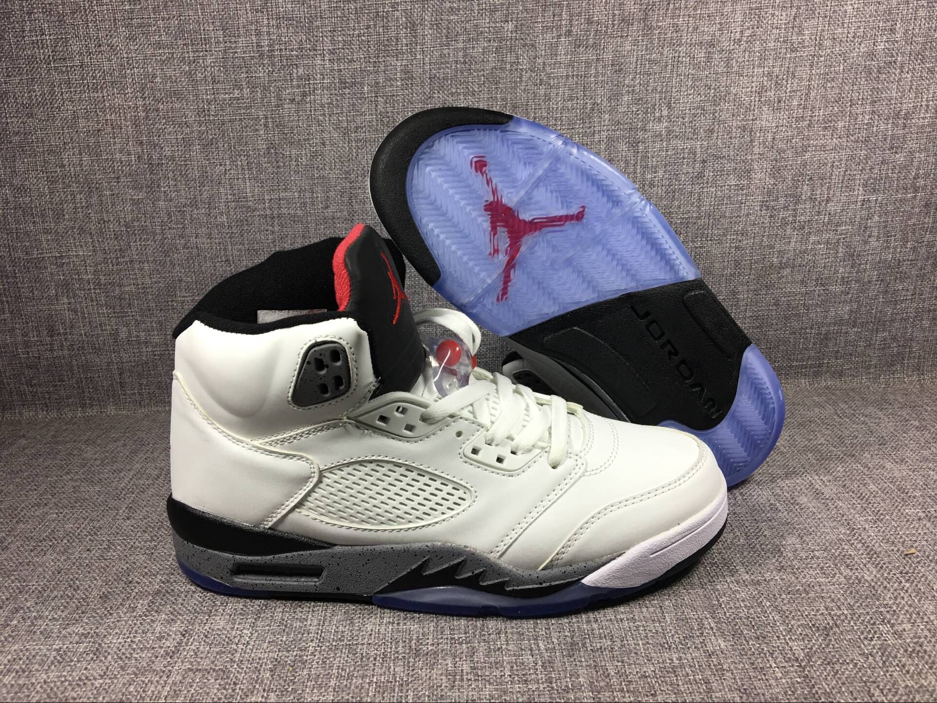 Men's 2017 Air Jordan 5 Retro "White Cement" Shoes - Click Image to Close