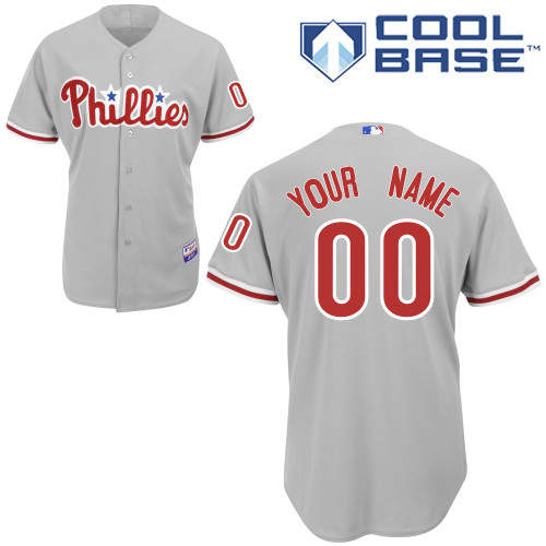 Phillies Personalized Authentic Grey Cool Base MLB Jersey (S-3XL) - Click Image to Close