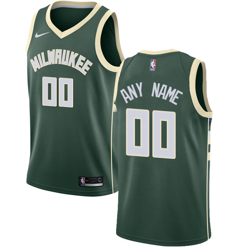 Men's Nike Bucks Personalized Swingman Green NBA Icon Edition Jersey