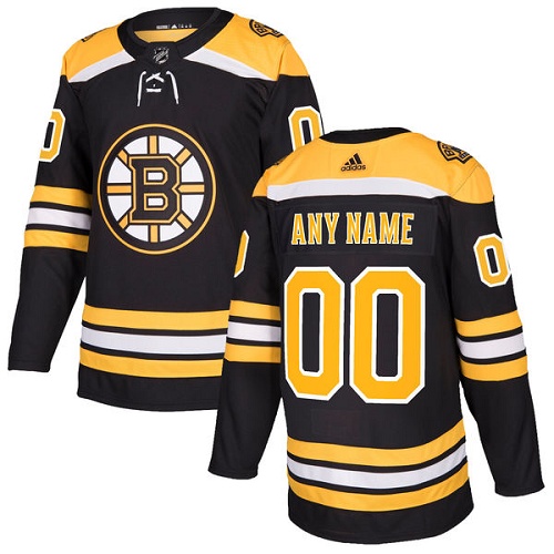 Men's Adidas Bruins Personalized Authentic Black Home NHL Jersey - Click Image to Close