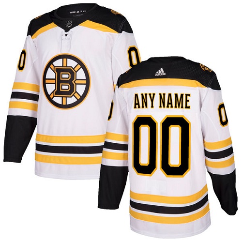 Men's Adidas Bruins Personalized Authentic White Road NHL Jersey - Click Image to Close