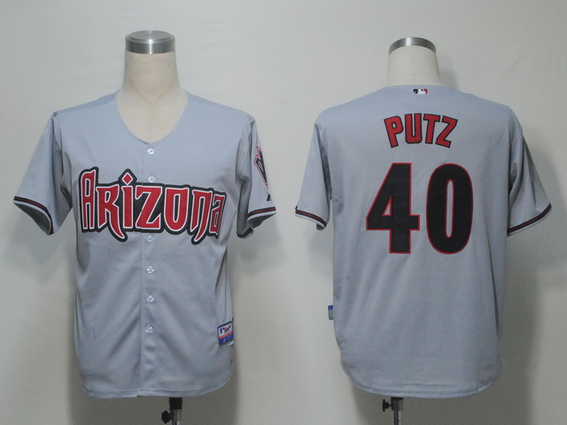 Diamondbacks #40 J.J Putz Grey Cool Base Stitched MLB Jersey - Click Image to Close