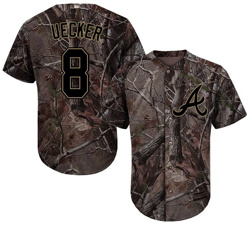 Braves #8 Bob Uecker Camo Realtree Collection Cool Base Stitched MLB Jersey