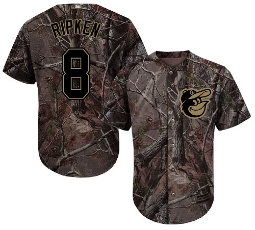 Orioles #8 Cal Ripken Camo Realtree Collection Cool Base Stitched MLB Jersey - Click Image to Close