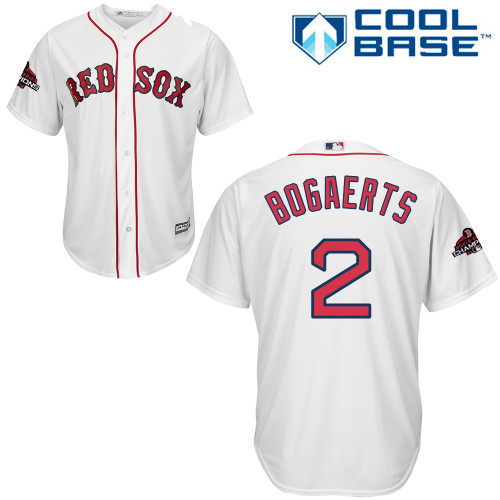 Red Sox #2 Xander Bogaerts White New Cool Base 2018 World Series Champions Stitched MLB Jersey - Click Image to Close