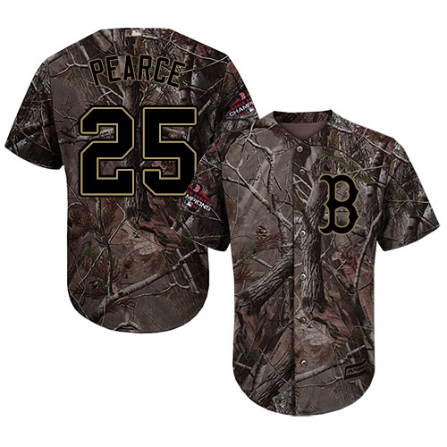 Red Sox #25 Steve Pearce Camo Realtree Collection Cool Base 2018 World Series Champions Stitched MLB Jersey