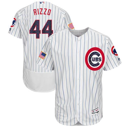 Cubs #44 Anthony Rizzo White Fashion Stars & Stripes Flexbase Authentic Stitched MLB Jersey - Click Image to Close