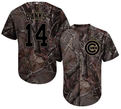 Cubs #14 Ernie Banks Camo Realtree Collection Cool Base Stitched MLB Jersey