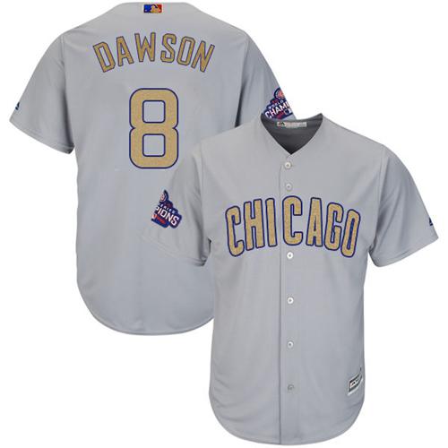 Cubs #8 Andre Dawson Grey 2017 Gold Program Cool Base Stitched MLB Jersey - Click Image to Close