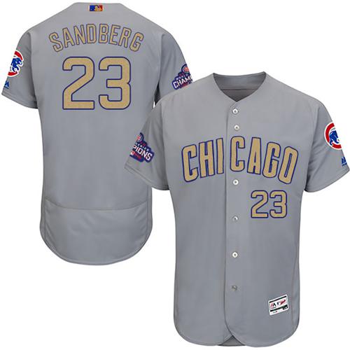 Cubs #23 Ryne Sandberg Grey Flexbase Authentic 2017 Gold Program Stitched MLB Jersey - Click Image to Close