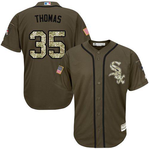 White Sox #35 Frank Thomas Green Salute to Service Stitched MLB Jersey - Click Image to Close