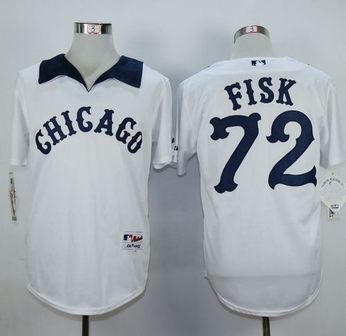 White Sox #72 Carlton Fisk White 1976 Turn Back The Clock Stitched MLB Jersey - Click Image to Close