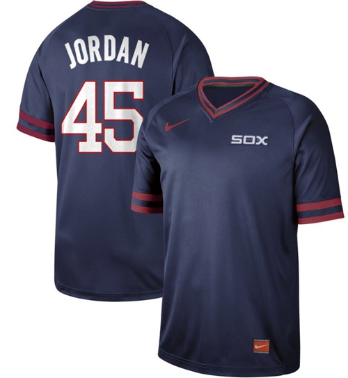 White Sox #45 Michael Jordan Navy Authentic Cooperstown Collection Stitched Baseball Jerseys - Click Image to Close