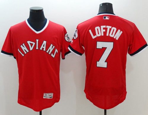 Indians #7 Kenny Lofton Red Flexbase Authentic Collection 1978 Turn Back The Clock Stitched MLB Jersey - Click Image to Close