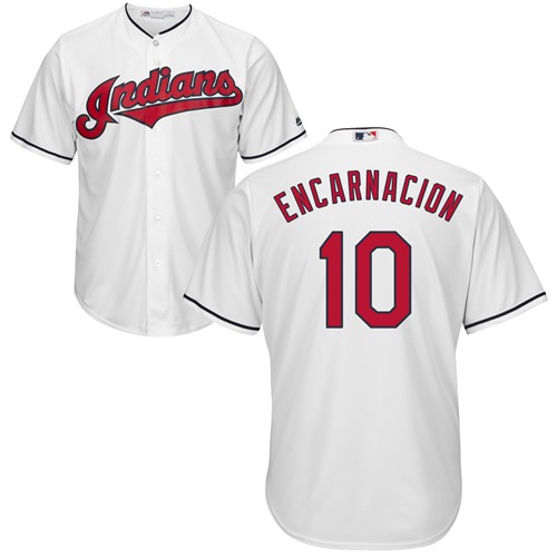 Indians #10 Edwin Encarnacion White New Cool Base Stitched MLB Jersey - Click Image to Close