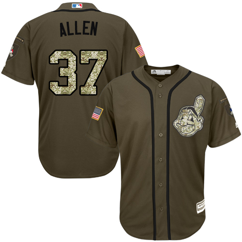 Indians #37 Cody Allen Green Salute to Service Stitched MLB Jersey - Click Image to Close