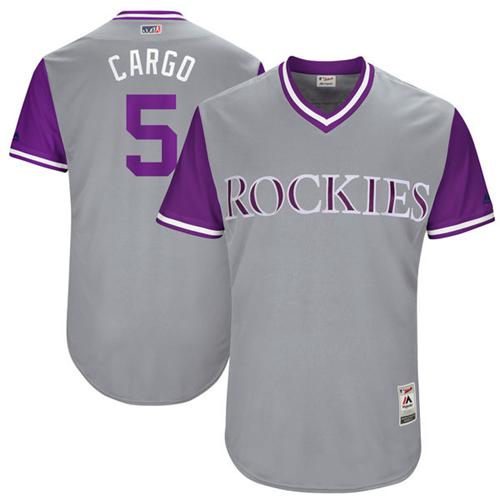 Rockies #5 Carlos Gonzalez Gray "Cargo" Players Weekend Authentic Stitched MLB Jersey - Click Image to Close