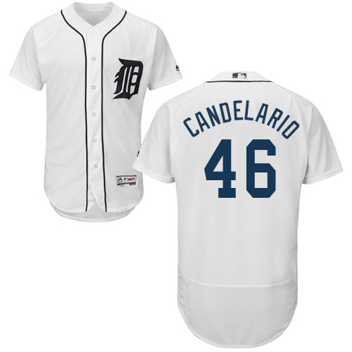 Tigers #46 Jeimer Candelario White Flexbase Authentic Collection Stitched MLB Jersey