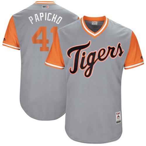 Tigers #41 Victor Martinez Gray "Papicho" Players Weekend Authentic Stitched MLB Jersey - Click Image to Close