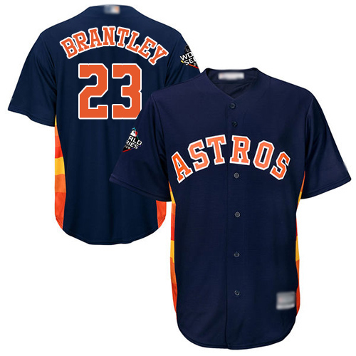 Astros #23 Michael Brantley Navy Blue New Cool Base 2019 World Series Bound Stitched Baseball Jersey - Click Image to Close