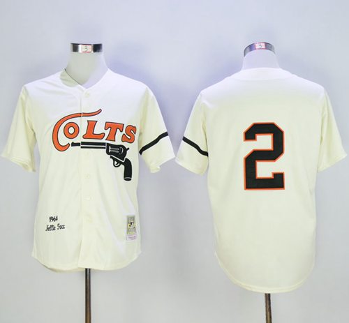 Mitchell and Ness Colt.45s #2 Fox Stitched Cream Throwback MLB Jersey