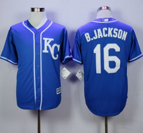 Royals #16 Bo Jackson Blue Alternate 2 New Cool Base Stitched MLB Jersey - Click Image to Close