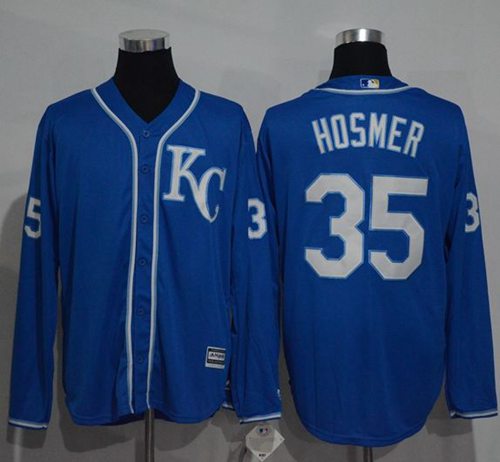 Royals #35 Eric Hosmer Blue New Cool Base Long Sleeve Stitched MLB Jersey - Click Image to Close