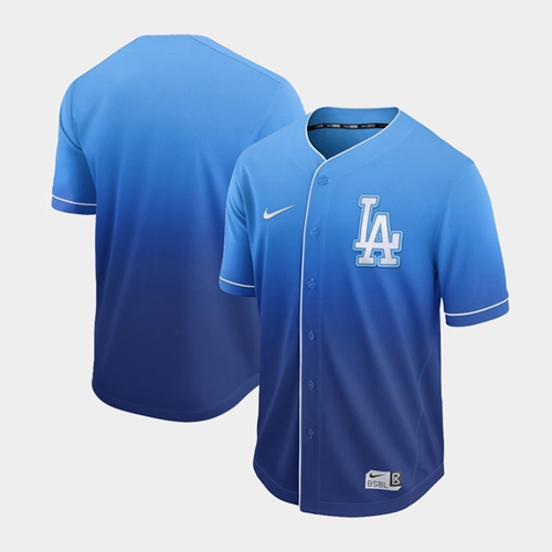 Dodgers Blank Royal Fade Authentic Stitched Baseball Jersey