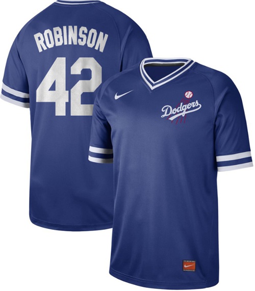 Dodgers #42 Jackie Robinson Royal Authentic Cooperstown Collection Stitched Baseball Jersey - Click Image to Close